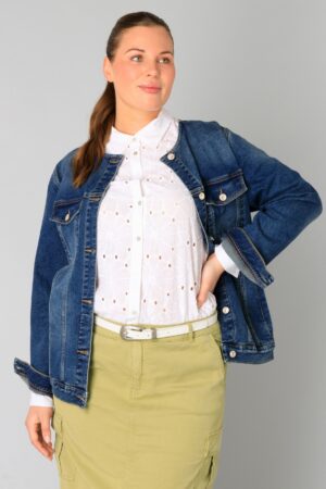 DŻINSOWA KURTKA Z OKRĄGŁYM DEKOLTEM marki YESTA