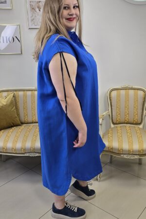 CHABROWA SUKIENKA PLUS SIZE komfortowa i uniwersalna na letnie dni len z wiskozą