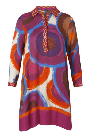 BARWNA SUKIENKA Z KOŁNIERZYKIEM PLUS SIZE ORYGINALNA WYJĄTKOWA ELEGANCKA