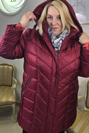 ZIMOWA DAMSKA KURTKA PLUS SIZE marki GINA’S by SCHERER bordowa