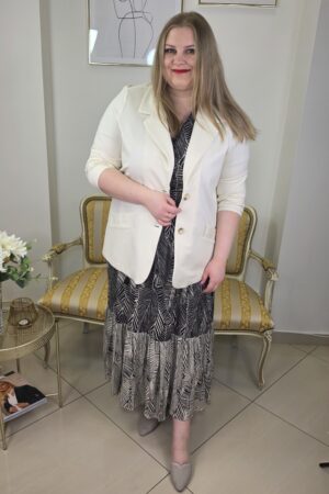 ciepła biel DŻERSEJOWA MARYNARKA DLA KOBIETY Z KLASĄ ponadczasowa i minimalistyczna