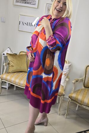 BARWNA SUKIENKA Z KOŁNIERZYKIEM PLUS SIZE ORYGINALNA WYJĄTKOWA ELEGANCKA