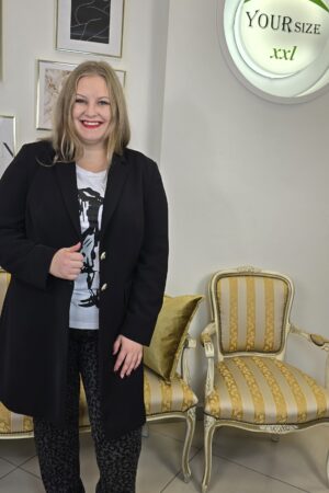 DWUKOLOROWA BLUZKA z nadrukiem marki SOPHIA CURVY na obwód 160 cm