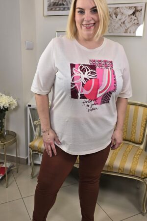 Bawełna z modalem w pastelowym t-shircie damskim marki VIA APPIA DUE