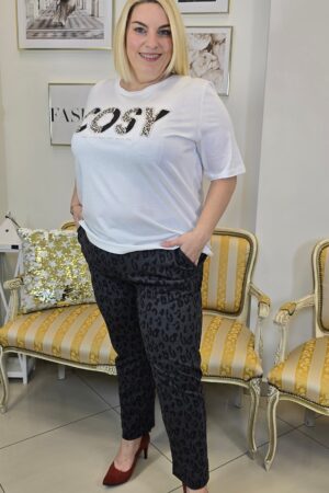 BAWEŁNA i MODAL DAMSKI T-SHIRT XXL W JASNEJ TONACJI Z PAZURKIEM