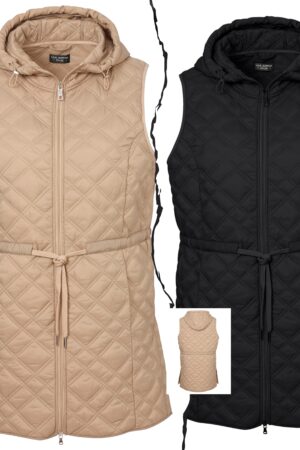 DAMSKA PIKOWANA KAMIZELKA Z KAPTUREM dłuższa w klasycznym kroju