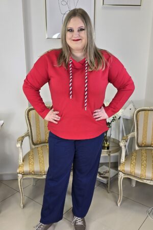 CZERWONA DAMSKA BLUZA PLUS SIZE z troczkami marki HAJO