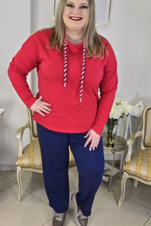 CZERWONA DAMSKA BLUZA PLUS SIZE z troczkami marki HAJO