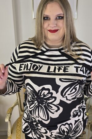 DAMSKA BLUZA Z TROCZKAMI I DWUKOLOROWYM PRINTEM wysokogatunkowa