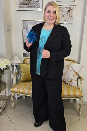 CZARNY DAMSKI GARNITUR PLUS SIZE z wygodnego dżerseju