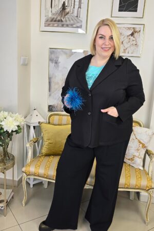 CZARNY DAMSKI GARNITUR PLUS SIZE z wygodnego dżerseju