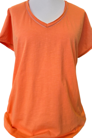 BAWEŁNIANA CASUALOWA DAMSKA BLUZKA W POMARAŃCZOWYM KOLORZE