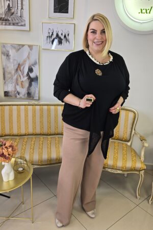 BAWEŁNIANA BLUZKA PLUS SIZE Z OZDOBNYM DEKOLTEM