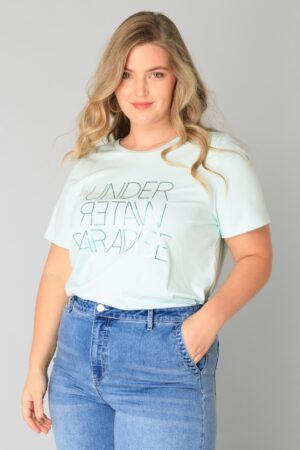 BAWEŁNA MODAL BLUZKA PLUS SIZE Z OZDOBNYM NAPISEM typu damski t-shirt wysokogatunkowy