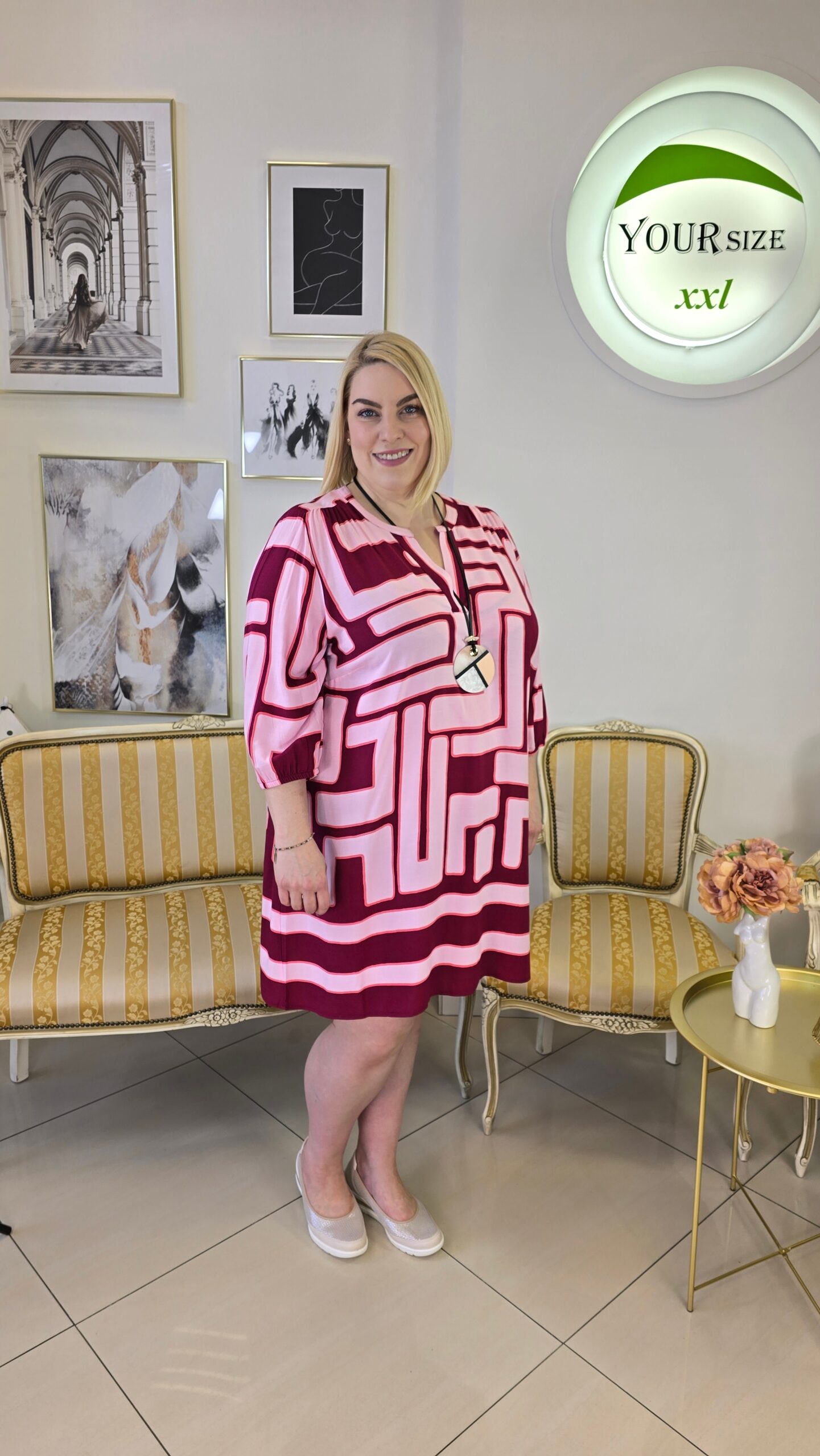 DŁUGA TUNIKA PLUS SIZE VIA APPIA DUE Z GEOMETRYCZNYM WZOREM - obrazek 8