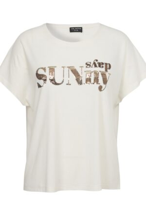 Atrakcyjny Damski T-shirt plus size z nadrukiem marki VIA APPIA DUE