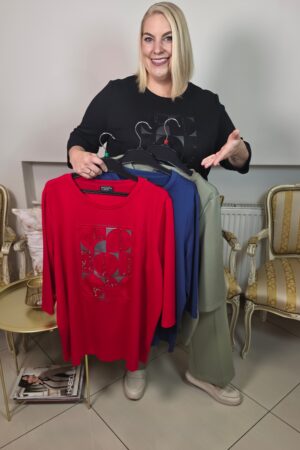 CASUALOWA BLUZA plus size z geometrycznym wzorem