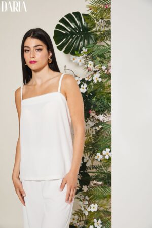 Elegancki komplet spodnie i top z krepy – w zestawie taniej!