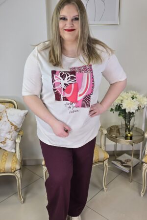 Pastelowy t-shirt damski marki VIA APPIA DUE bawełna z modalem