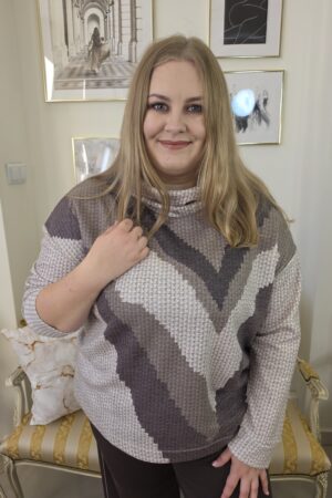 CIENKI SWETEREK Z OPADAJĄCYM GOLFEM i długim rękawem dla kobiet plus size