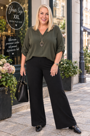 BARDZO KOMFORTOWE CZARNE DAMSKIE SPODNIE PLUS SIZE marki VIA APPIA DUE