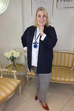 Granatowy kardigan damski w dużych rozmiarach marki Hajo