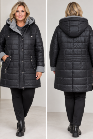 CZARNA ZIMOWA DAMSKA KURTKA PLUS SIZE marki GINA’S by SCHERER